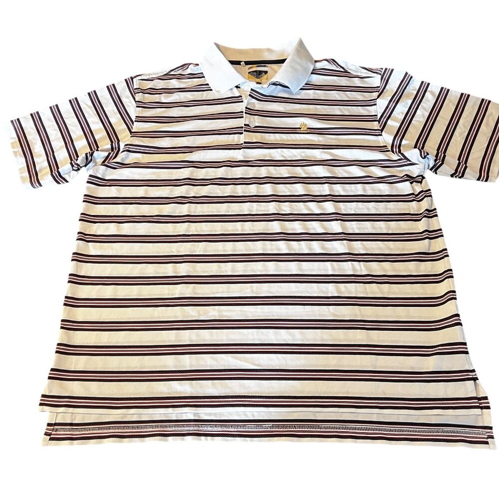 Adidas Climalite Mens White & Red Striped Polo‎ Shirt Size L